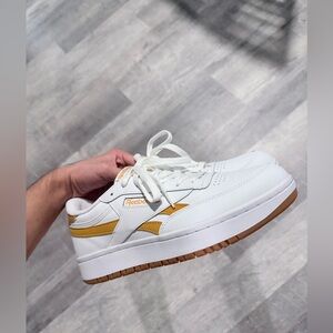 Reebok Club C Double White and Gold Sneakers 8m9.5w